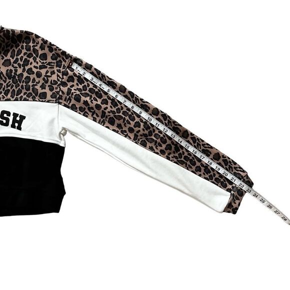 Kittenish Animal Print Color Block Oversized 1/4 Zip Cropped Pullover Small - Picture 9 of 11